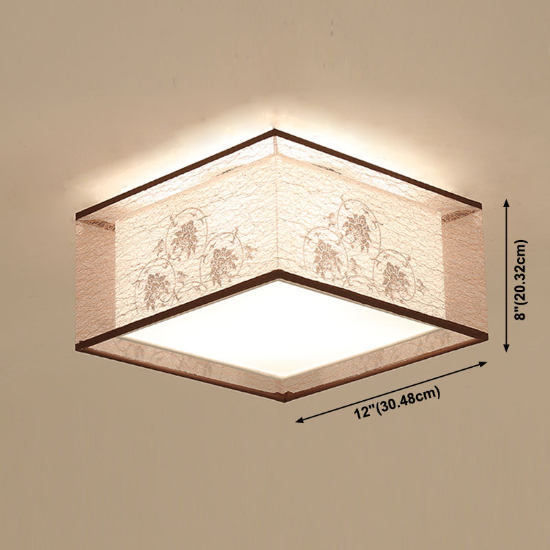 12 Long Fabric Massimale Lampada Cinese Stile Flush Montaggio Lighting Fixtures per Living Room