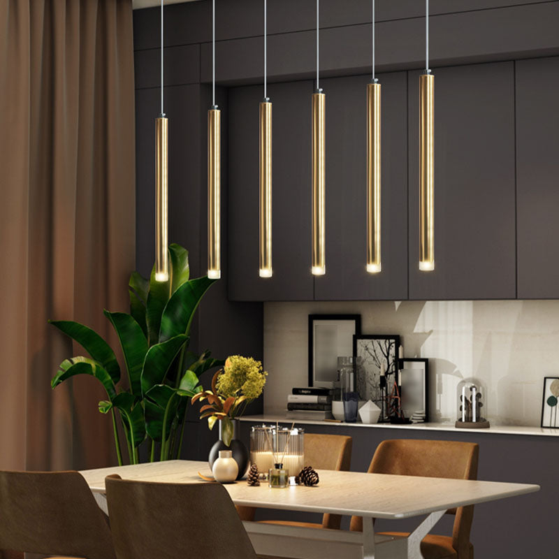 Luminaires de pendentif linéaire Lumière de suspension LED à 1 lumière moderne avec nuance de cristal transparent