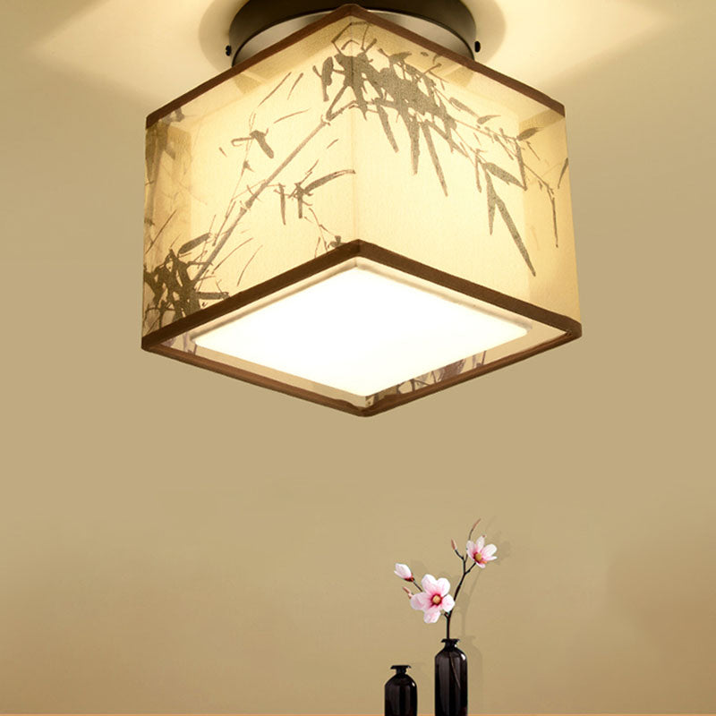 8 Long Fabric Ceiling Lamp Chinese Style Flush Mount Lighting Fixtures for Living Room