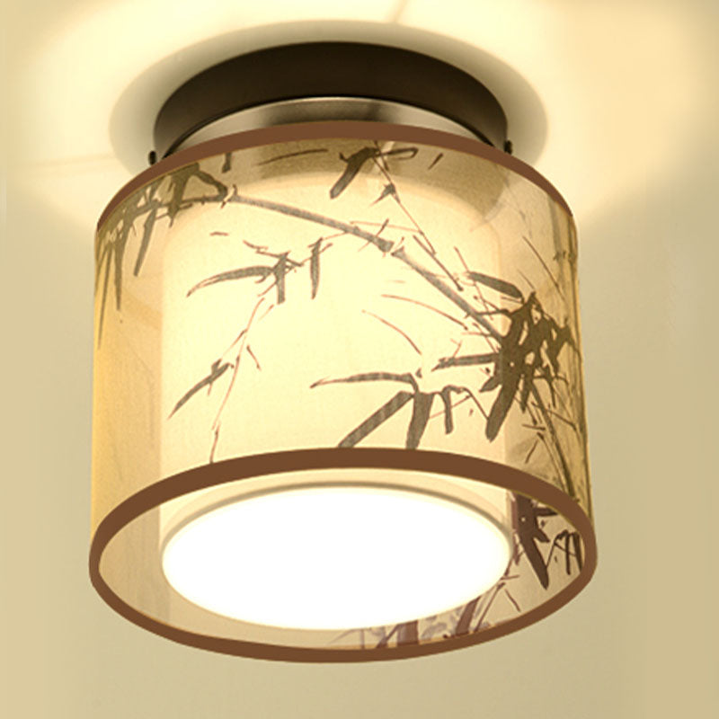 8 Long Fabric Ceiling Lamp Chinese Style Flush Mount Lighting Fixtures for Living Room