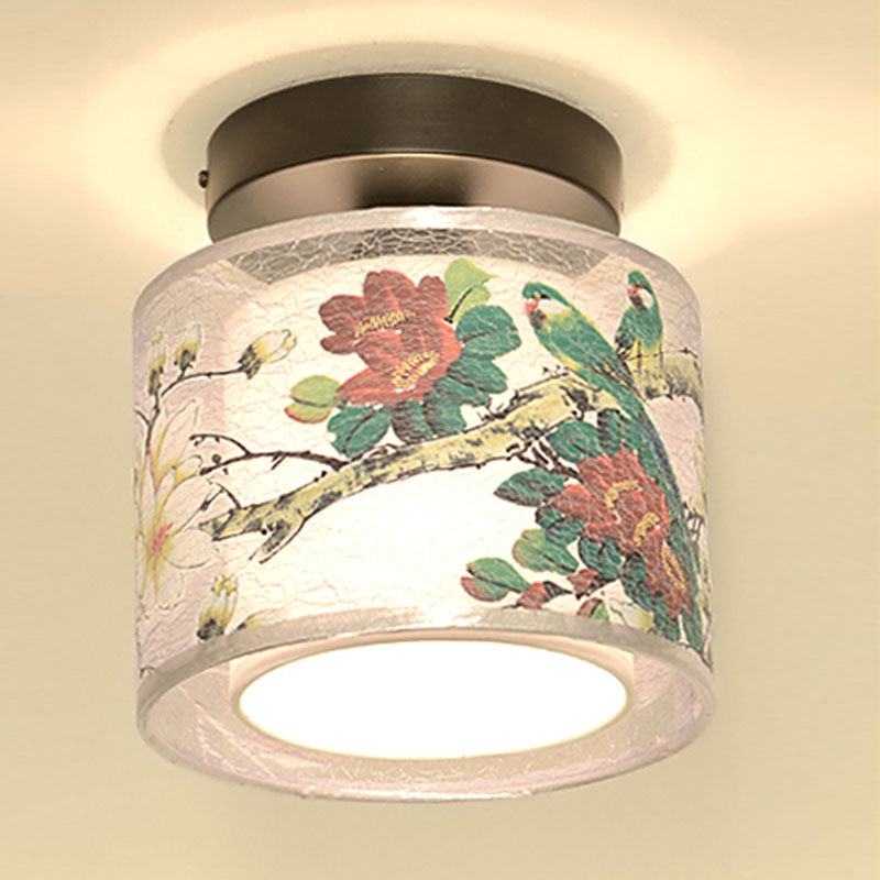8 Long Fabric Ceiling Lamp Chinese Style Flush Mount Lighting Fixtures for Living Room