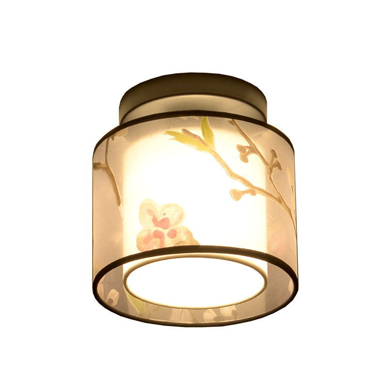 8 Long Fabric Ceiling Lamp Chinese Style Flush Mount Lighting Fixtures for Living Room
