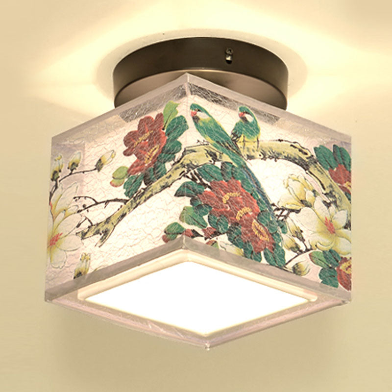 8 Long Fabric Ceiling Lamp Chinese Style Flush Mount Lighting Fixtures for Living Room