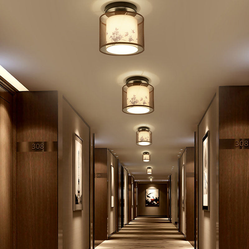 8 lange stoffen plafondlampen Chinese stijl inbouwverlichtingsarmaturen voor woonkamer