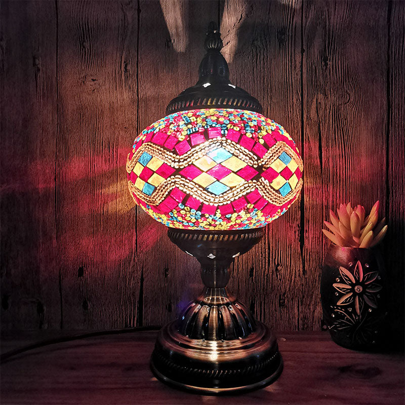 Turkish Mosaic Desk Light Retro Style Glass Lamp Shade Table Lamp Fixture