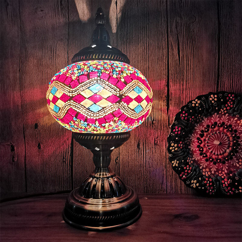 Turkish Mosaic Desk Light Retro Style Glass Lamp Shade Table Lamp Fixture