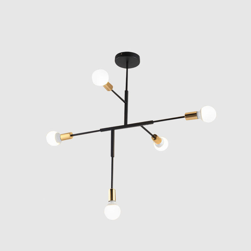 Postmoderner Stil Multi -Lampen -Kronleuchter Gold Metall Hanging Anhängerlampe für Wohnzimmer