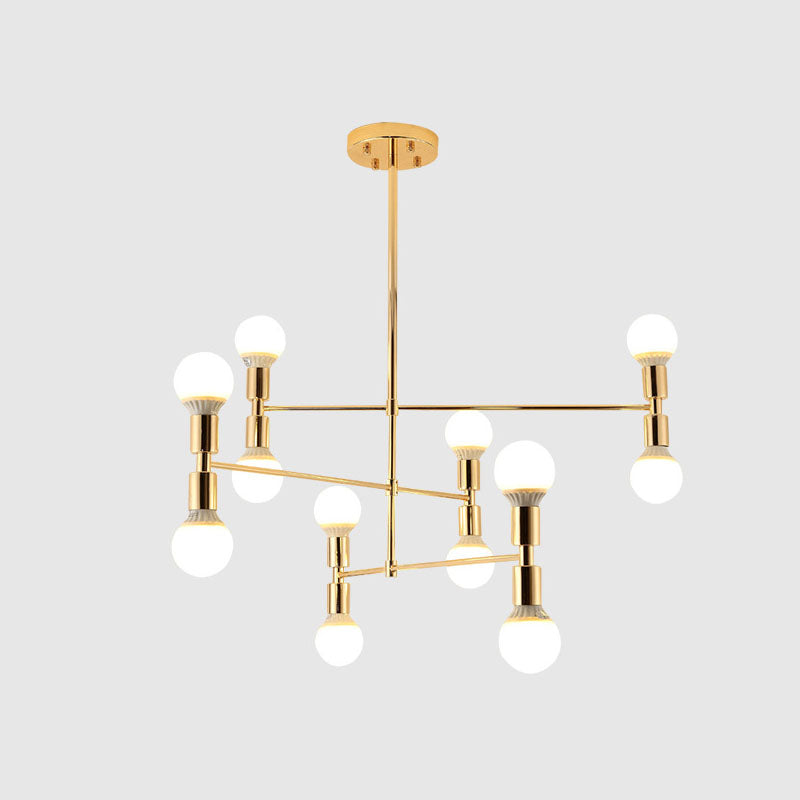 Postmoderner Stil Multi -Lampen -Kronleuchter Gold Metall Hanging Anhängerlampe für Wohnzimmer