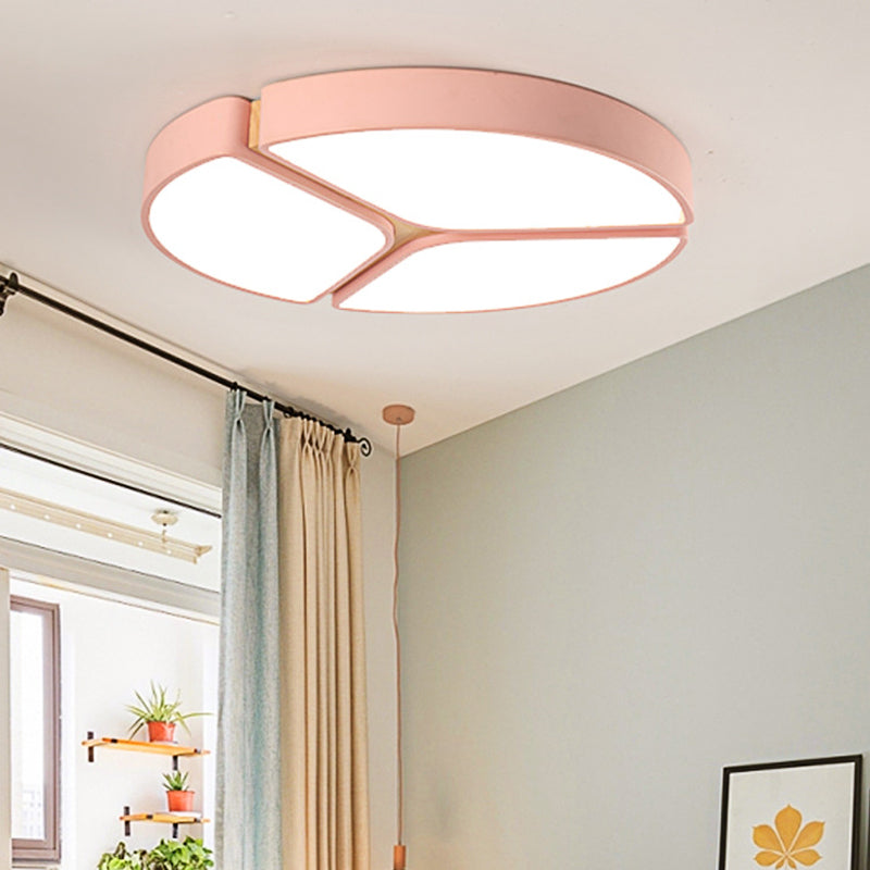 16"/19.5"/23.5" Wide Circular Flushmount Light Macaron Metallic Led Close to Ceiling Light in Warm/White Light