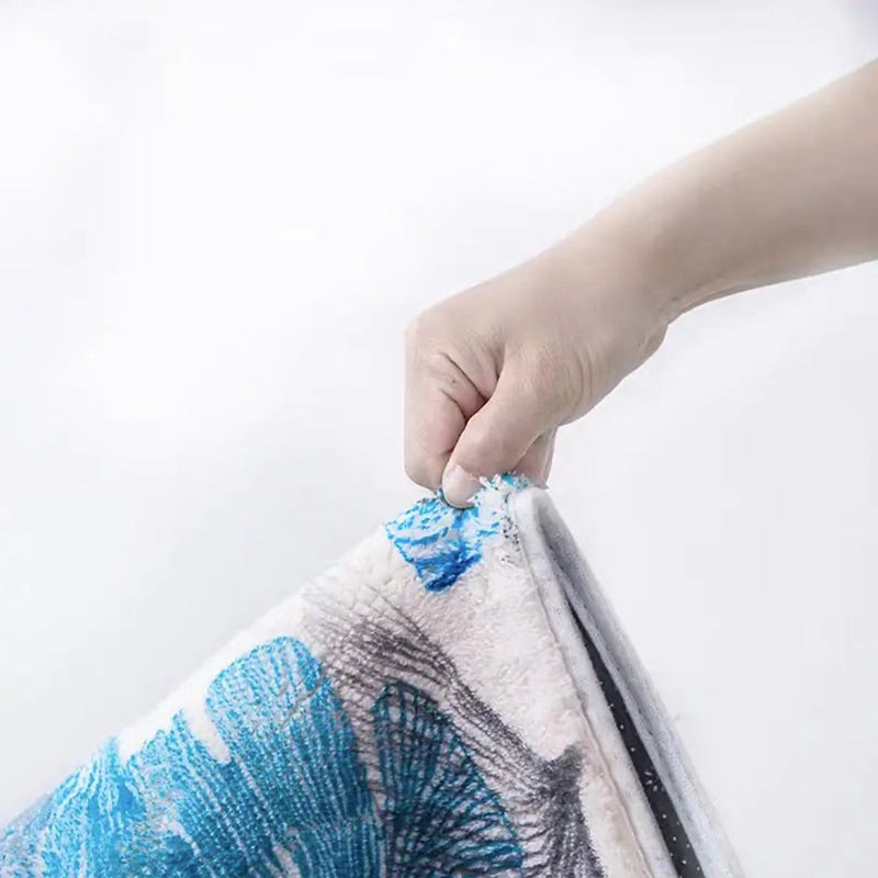 Blue Apricot Leaf Carpet Polyester Minimalist Carpet Washable Carpet Living Room