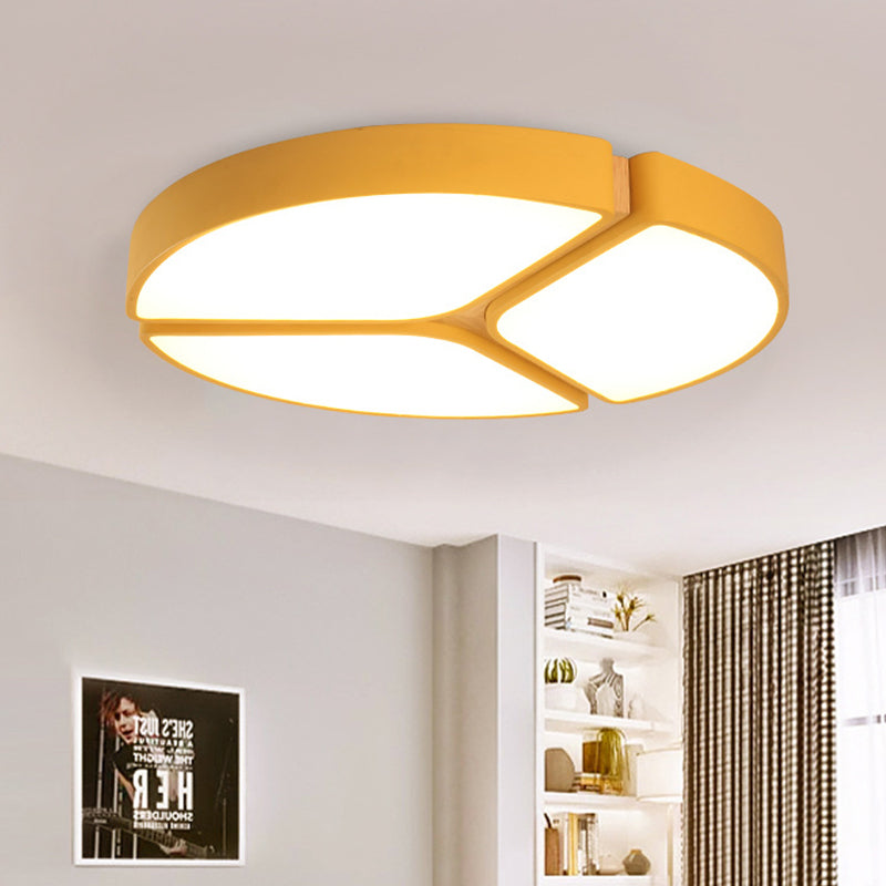 16"/19.5"/23.5" Wide Circular Flushmount Light Macaron Metallic Led Close to Ceiling Light in Warm/White Light