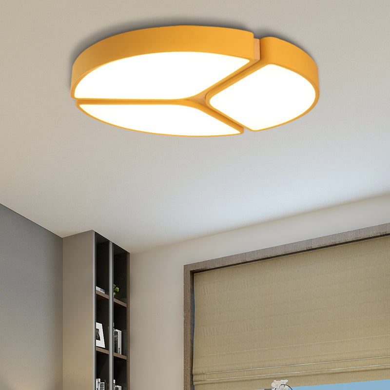 16"/19.5"/23.5" Wide Circular Flushmount Light Macaron Metallic Led Close to Ceiling Light in Warm/White Light