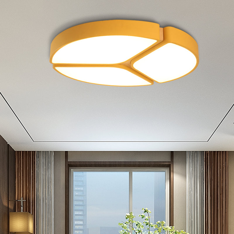 16"/19.5"/23.5" Wide Circular Flushmount Light Macaron Metallic Led Close to Ceiling Light in Warm/White Light