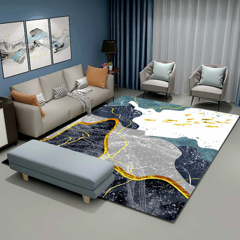 Minimalist Washable Rug Abstract Printed Carpet Polyster Area Rug for Living Room