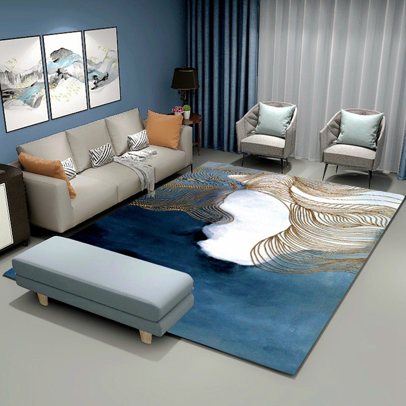 Minimalist Washable Rug Abstract Printed Carpet Polyster Area Rug for Living Room