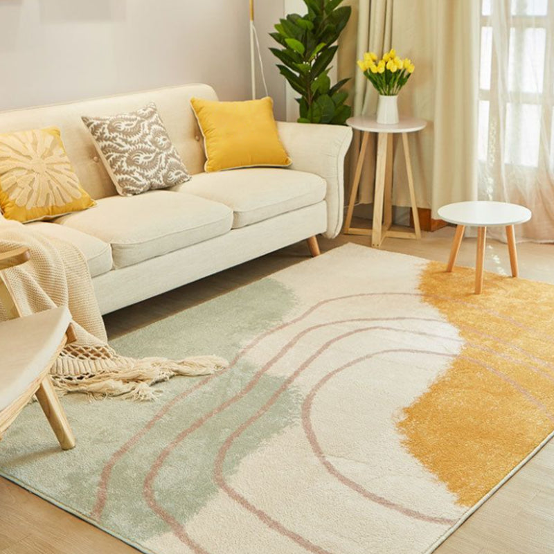 Orange Simple Rug Polyester Line Indoor Rug Stain Resistant Area Rug for Home Decoration