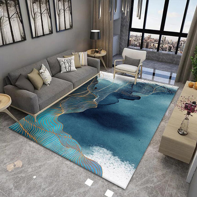 Modern Area Carpet Abstract Pattern Carpet Polyester Living Room Rug with Non-Slip Backing