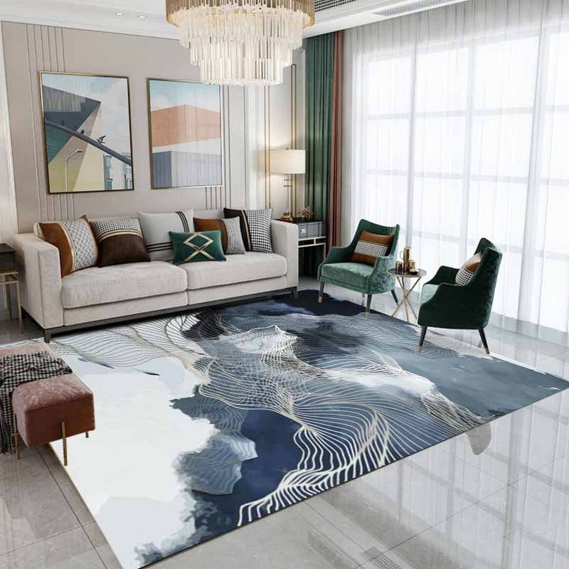 Yellow Simple Carpet Polyester Abstract Graphic Area Carpet Stain Resistant for Home Decor