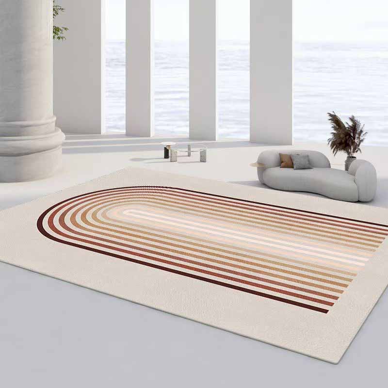 Artistic Area Carpet Modern Stripe Print Carpet Washable Polyster Rug with Non-Slip Backing