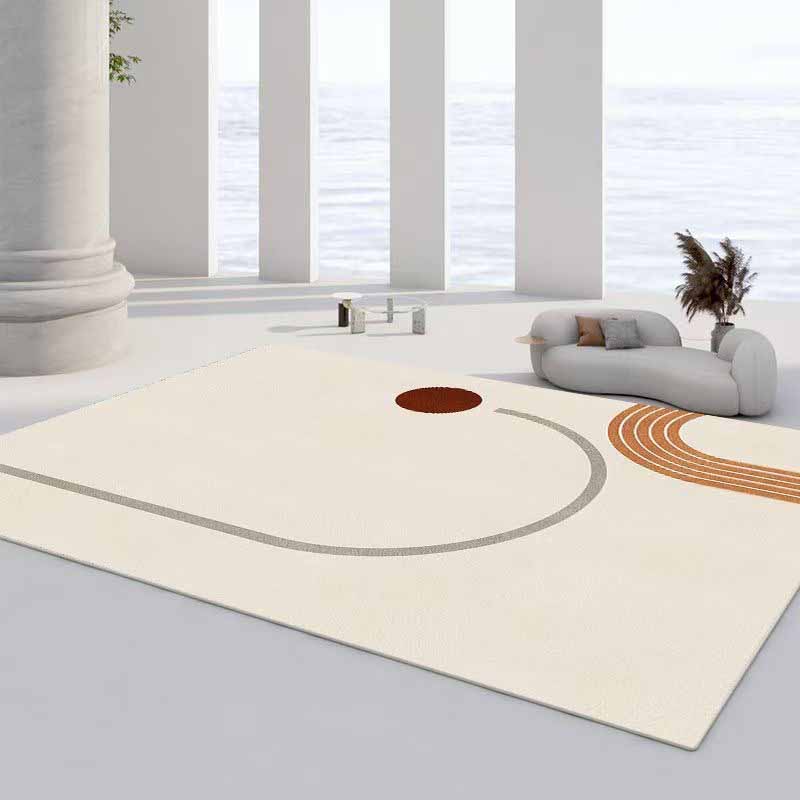 Artistic Area Carpet Modern Stripe Print Carpet Washable Polyster Rug with Non-Slip Backing