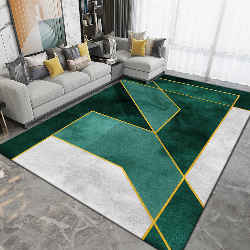 Grey Modern Rug Geometric Pattern Polyester Area Carpet Stain Resistant Rug for Living Room