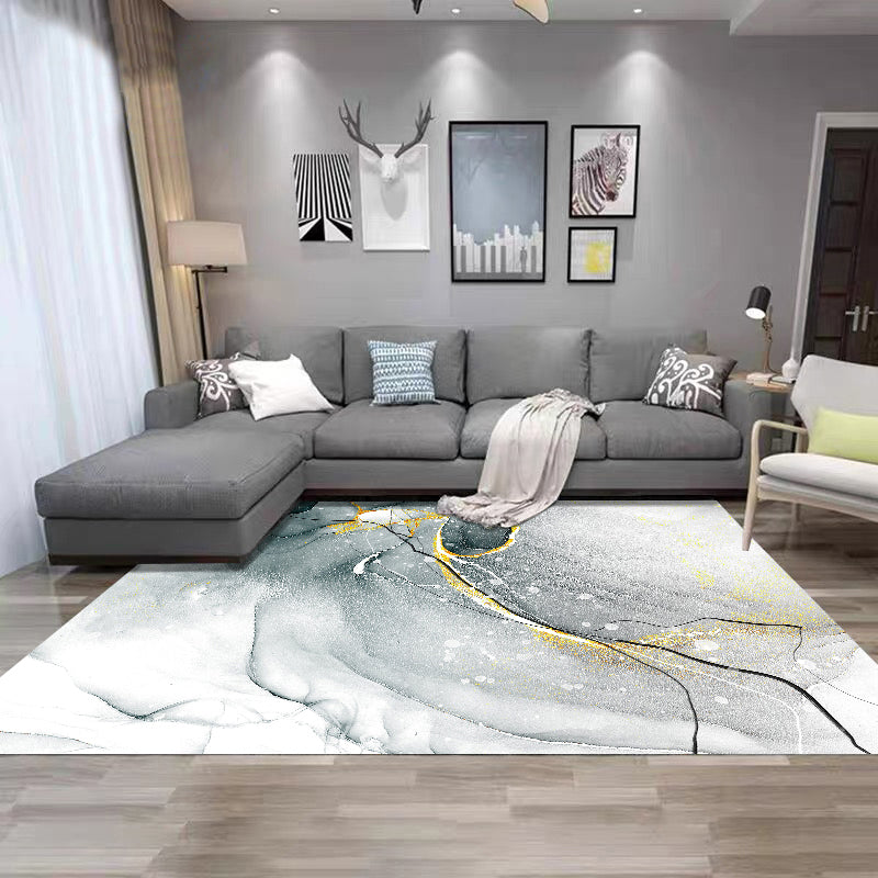 Simplicity Flowing Water Print Rug Polyester Carpet Non-Slip Backing Indoor Rug for Living Room