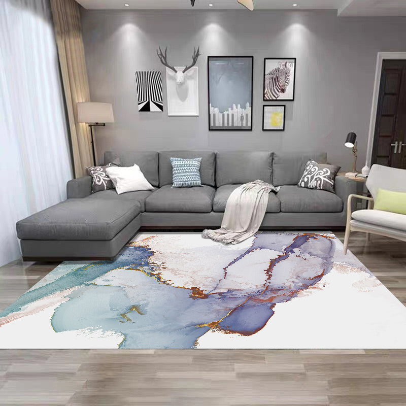 Simplicity Flowing Water Print Rug Polyester Carpet Non-Slip Backing Indoor Rug for Living Room