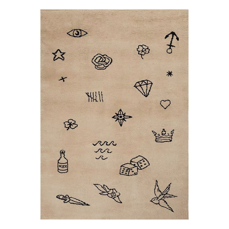 Modern Graffiti Print Rug Polyester Area Carpet Stain Resistant Indoor Rug for Home Decoration