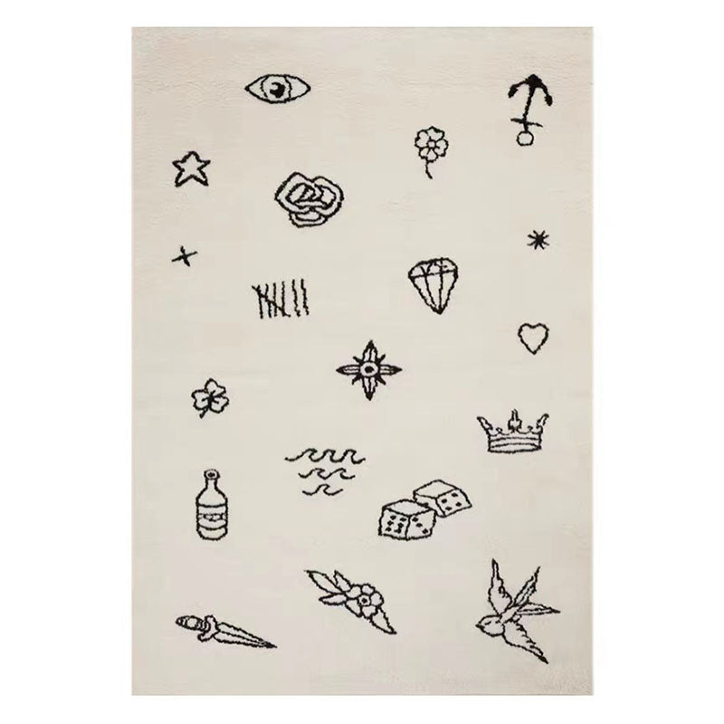 Modern Graffiti Print Rug Polyester Area Carpet Stain Resistant Indoor Rug for Home Decoration