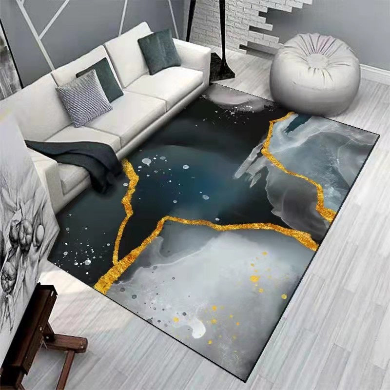Green Modern Area Carpet Abstarct Pattern Polyester Area Rug Non-Slip Backing Rug for Living Room