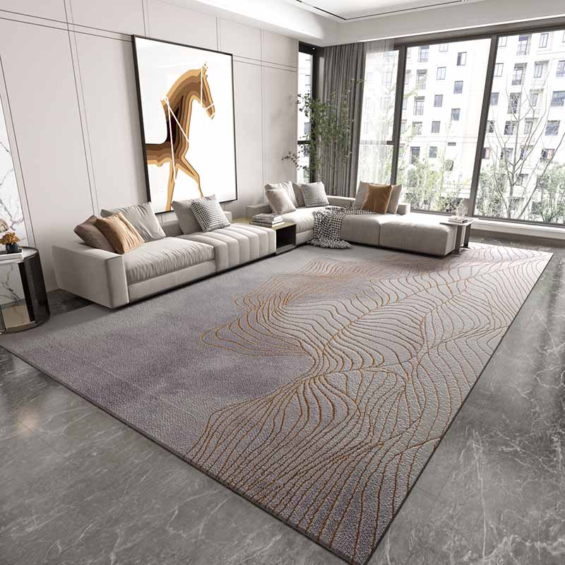Blue Modern Area Rug Abstract Pattern Polyester Area Carpet Easy Care Washable Rug for Home Decor