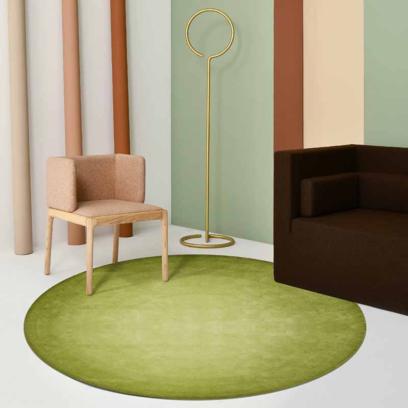 Fancy Green Area Carpet Modern Polyester Area Rug Pure Color Stain Resistant Rug for Bedroom