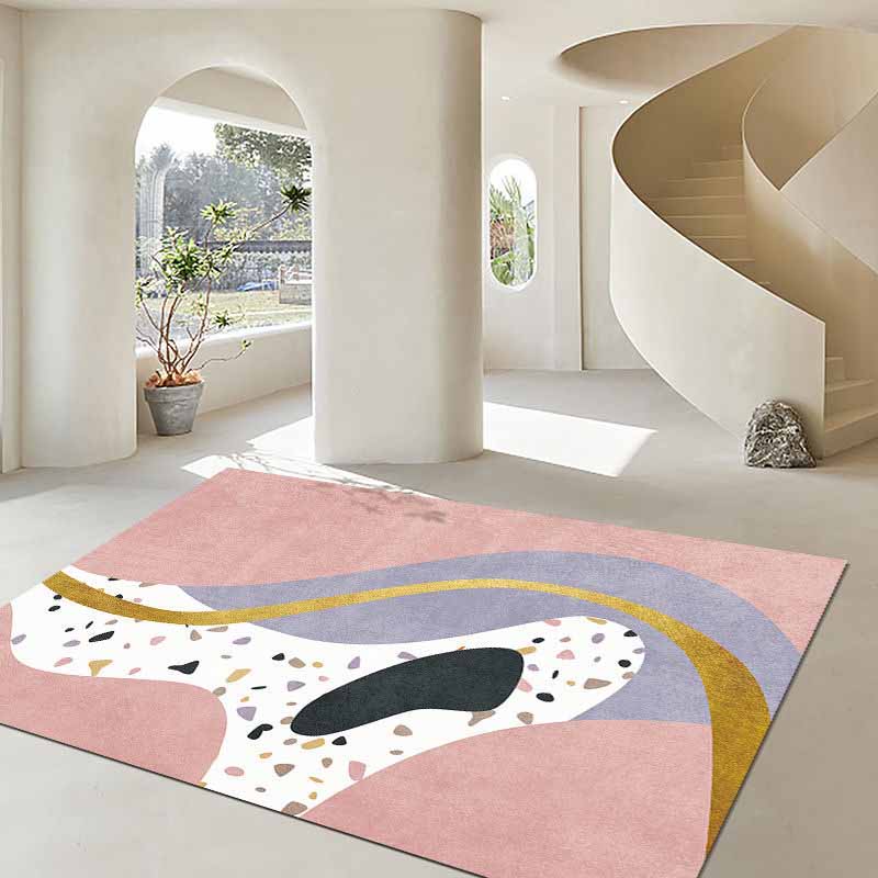 Artistic Indoor Carpet Contrast Panel Modern Rug Polyester Washable Carpet with Non-Slip Backing