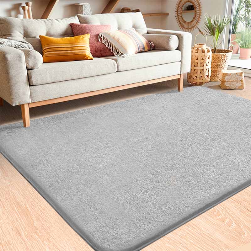 Beige Modern Rug Polyester Solid Color Area Rug Stain Resistant Rug for Living Room