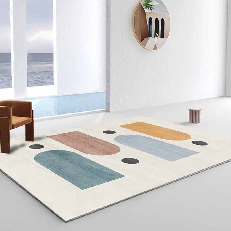 Leisure Polyester Carpet Contrast Panel Area Rug Non-Slip Backing Indoor Carpet for Living Room