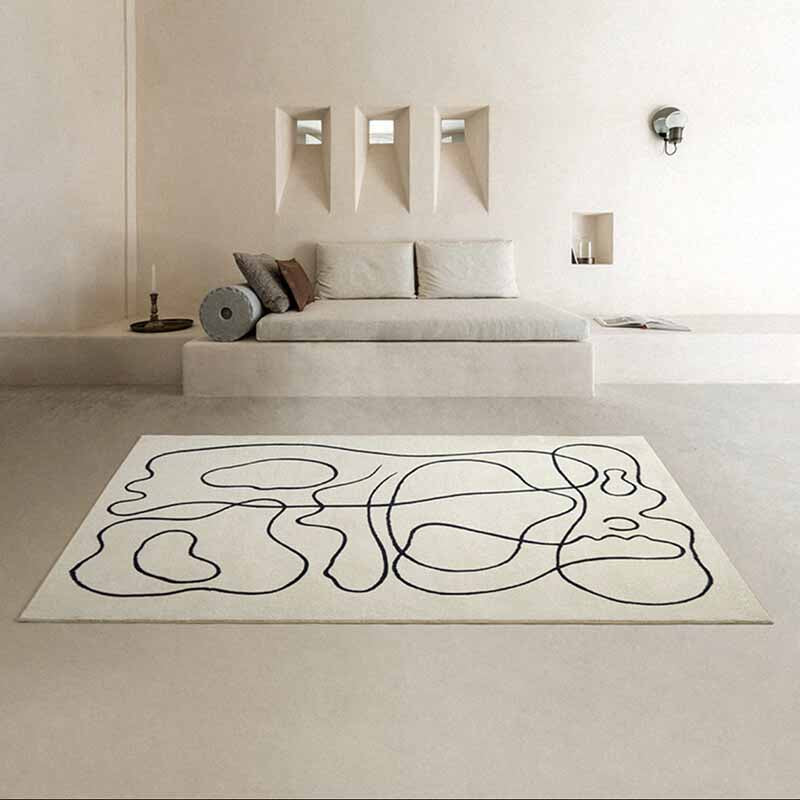 Simple Indoor Rug Funky Contrast Panel Carpet Polyester Stain Resistant Area Rug for Living Room