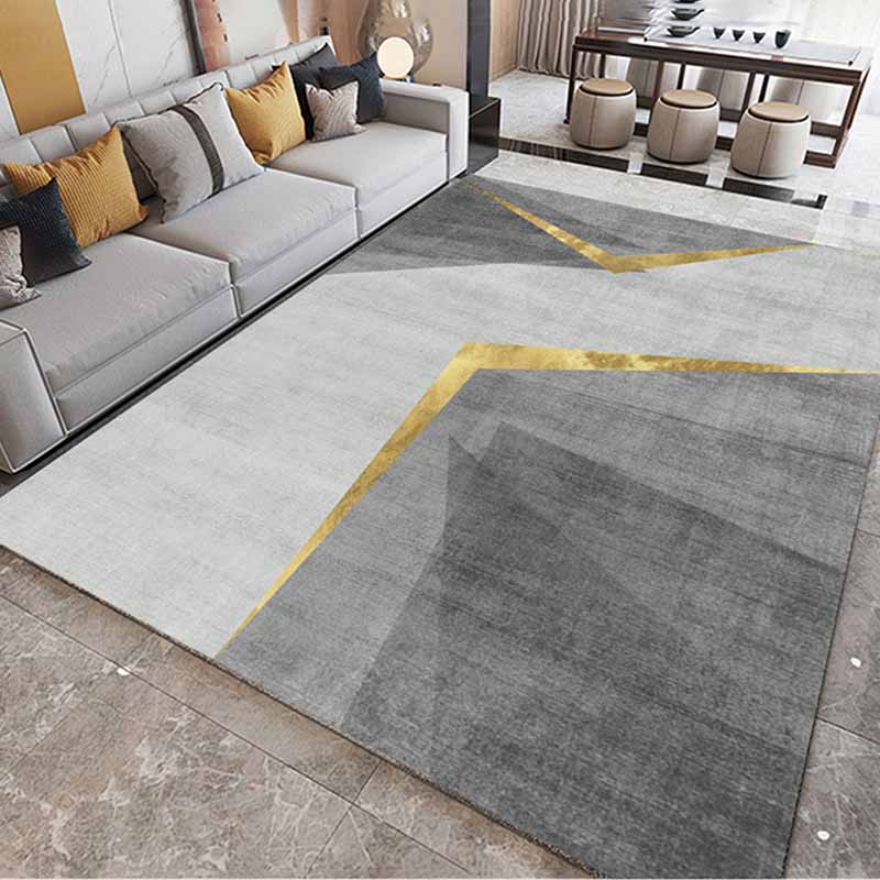 Grey Modern Rug Tie-Dye Pattern Polyester Area Carpet Stain Resistant Rug for Home Decor
