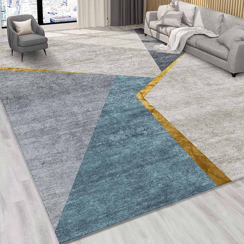 Grey Modern Rug Tie-Dye Pattern Polyester Area Carpet Stain Resistant Rug for Home Decor