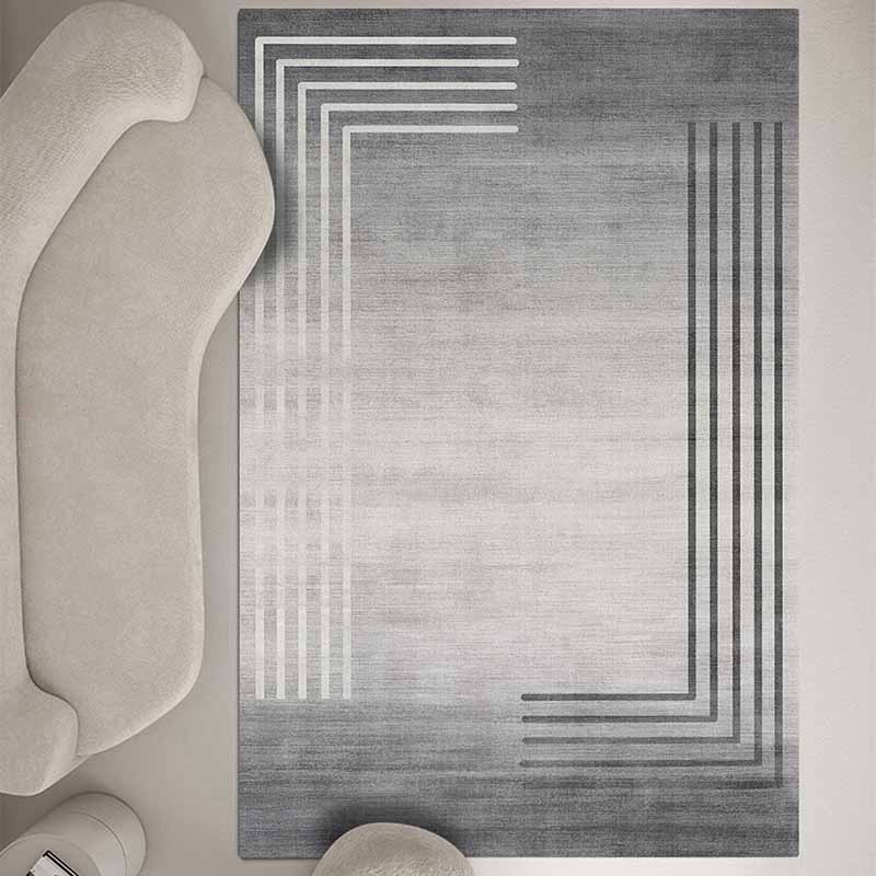 Grey Modern Rug Tie-Dye Pattern Polyester Area Carpet Stain Resistant Rug for Home Decor