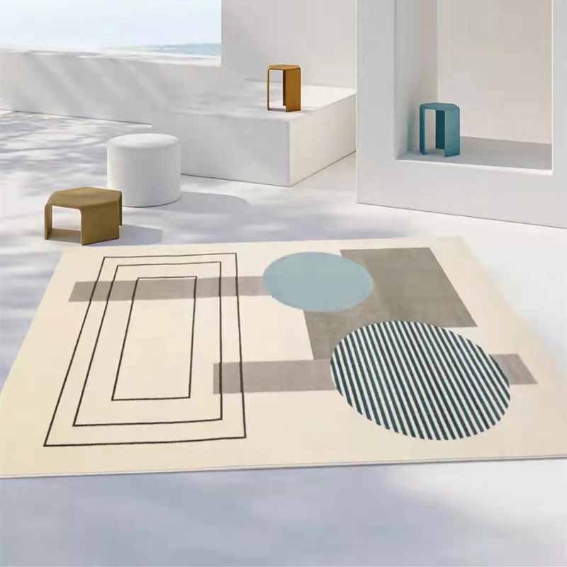 Nordic Color Block Rug Polyester Area Carpet Non-Slip Backing Indoor Carpet for Living Room