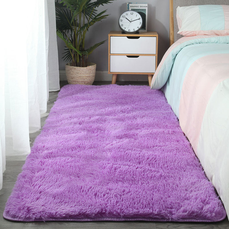 Modern Solid Shag Rug Polyester Area Rug Stain Resistant Indoor Carpet for Home Decoration