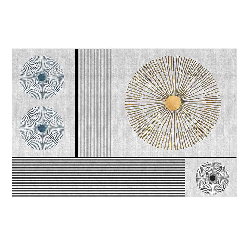 Grey Modern Rug Graphic Pattern Polyester Area Rug Non-Slip Backing Carpet for Home Decor