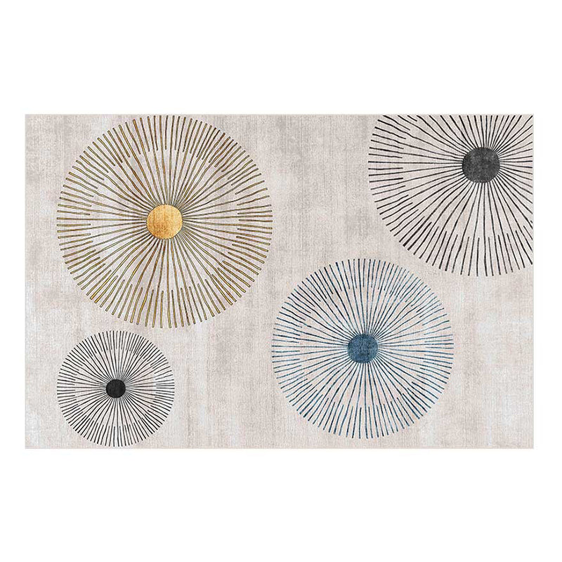 Grey Modern Rug Graphic Pattern Polyester Area Rug Non-Slip Backing Carpet for Home Decor