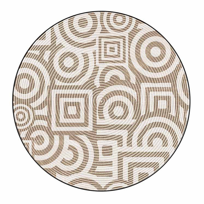 Beige Modern Area Carpet Stripe Pattern Polyester Area Rug Non-Slip Backing Rug for Home Decor