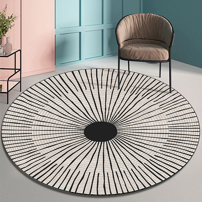 Beige Modern Area Carpet Stripe Pattern Polyester Area Rug Non-Slip Backing Rug for Home Decor