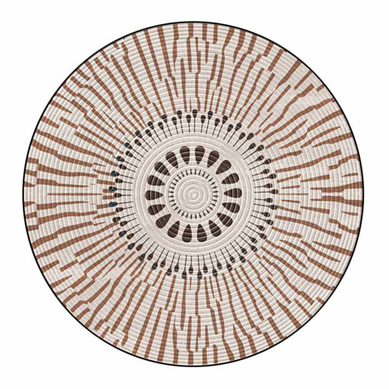 Beige Modern Area Carpet Stripe Pattern Polyester Area Rug Non-Slip Backing Rug for Home Decor