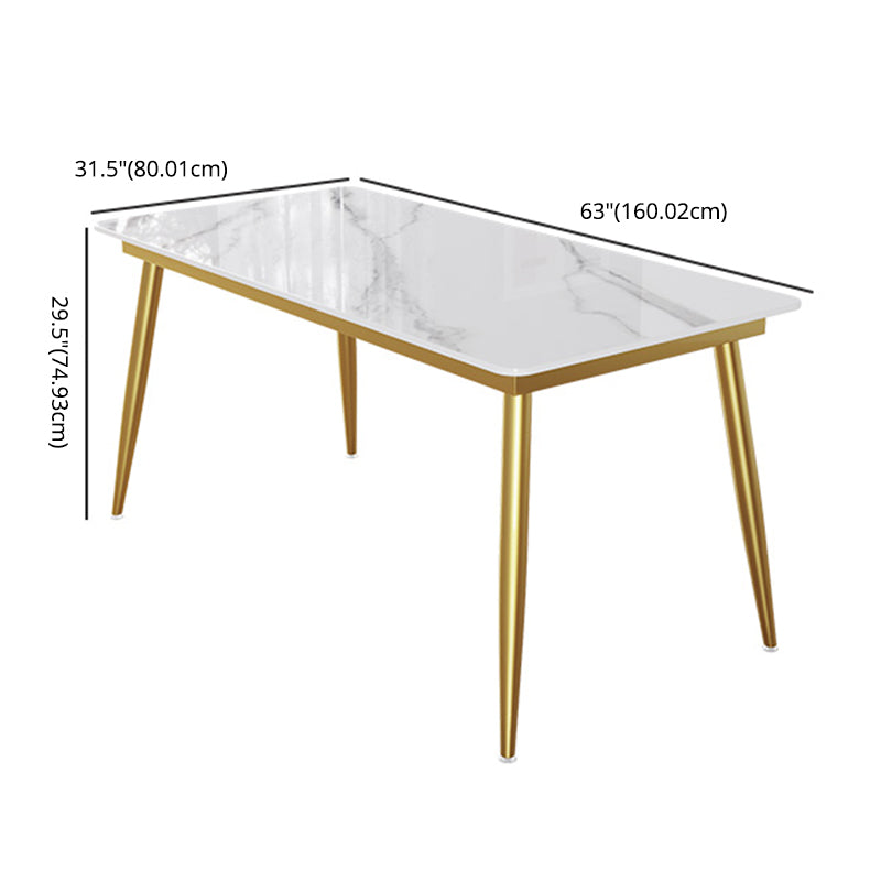 Modern Style White Rectangular Dining Set Kitchen Sintered Stone Dining Set with 4 Legs Table