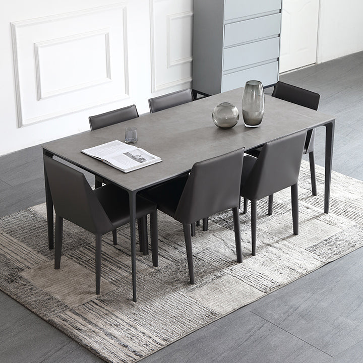 Modern Metal Frame Style Sintered Stone Rectangular Dining Table Set with 4 Legs Base