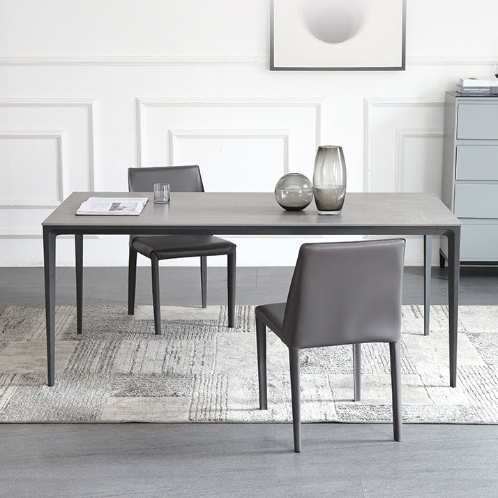 Modern Metal Frame Style Sintered Stone Rectangular Dining Table Set with 4 Legs Base