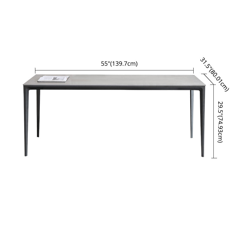 Modern Metal Frame Style Sintered Stone Rectangular Dining Table Set with 4 Legs Base